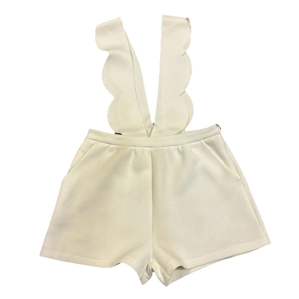 Rehab Romper Scallop Hem Womens Ivory Shorts Jumper Clubwear Size M